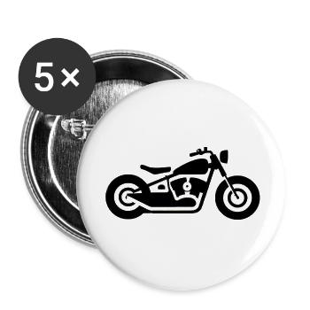 Moto, Bobber - Lot de 5 grands badges (56 mm) - blanc - Devant