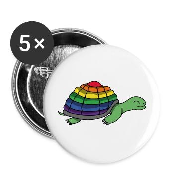 Pride Schildkröte (Schildkröt*innen Collection) - Buttons groß 56 mm (5er Pack) - Weiß - Vorne