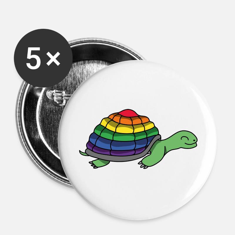 Pride Schildkröte (Schildkröt*innen Collection) - Buttons groß 56 mm (5er Pack) - Weiß