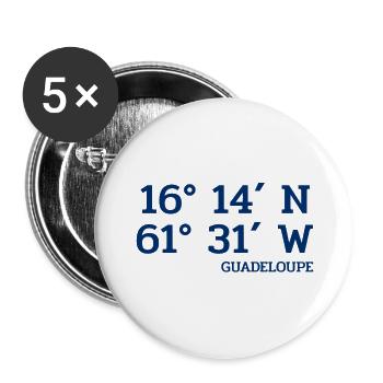 Guadeloupe Coordinates - Coordinates - Caribbean - Buttons large 2.2''/56 mm (5-pack) - white - Front