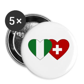 Nigeria Switzerland Flag Heart - Buttons large 2.2''/56 mm (5-pack) - white - Front