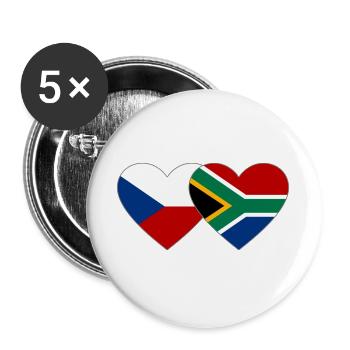 Tschechien Südafrika Flagge Herz - Buttons groß 56 mm (5er Pack) - Weiß - Vorne