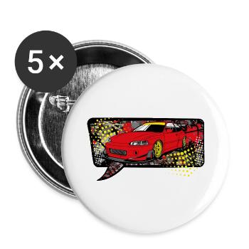 Red car bubble - Buttons groß 56 mm (5er Pack) - Weiß - Vorne