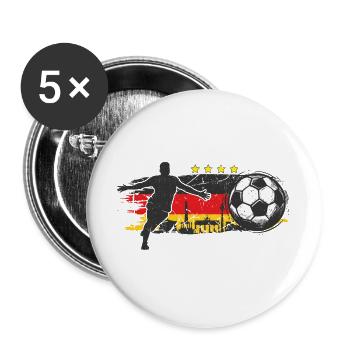 Deutschland Fußball - Buttons groß 56 mm (5er Pack) - Weiß - Vorne