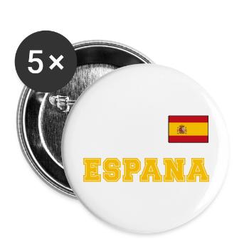 Look maillot de l’Espagne – ESPANA avec drapeau - Lot de 5 grands badges (56 mm) - blanc - Devant