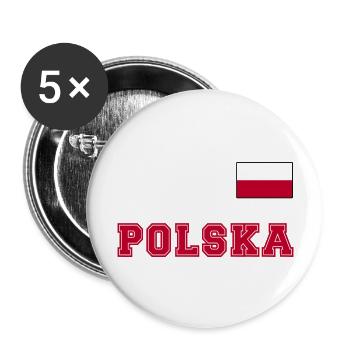Poland jersey look – POLSKA with flag - Buttons large 2.2''/56 mm (5-pack) - white - Front