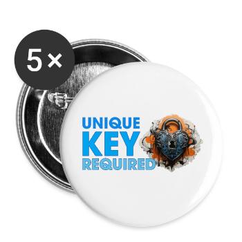 Schlüssel zum Herzen wird gesucht - Buttons groß 56 mm (5er Pack) - Weiß - Vorne