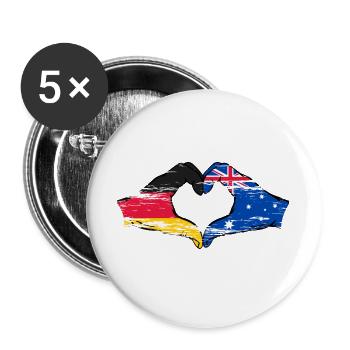 Germany Australia Flag Heart Shape Used - Buttons large 2.2''/56 mm (5-pack) - white - Front