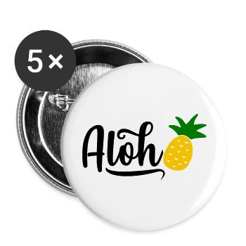 Aloha Ananas - Buttons groß 56 mm (5er Pack) - Weiß - Vorne