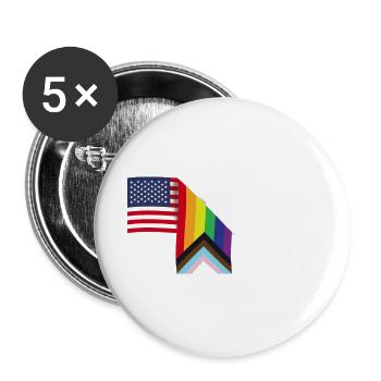Stolzer Verbündeter und stolzer Patriot USA Flagge LGBT Schwul - Buttons groß 56 mm (5er Pack) - Weiß - Vorne