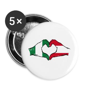 Nigeria Austria Flag Hands Heart Shape Used - Buttons large 2.2''/56 mm (5-pack) - white - Front