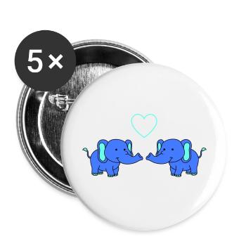 Éléphants amoureux - Lot de 5 grands badges (56 mm) - blanc - Devant
