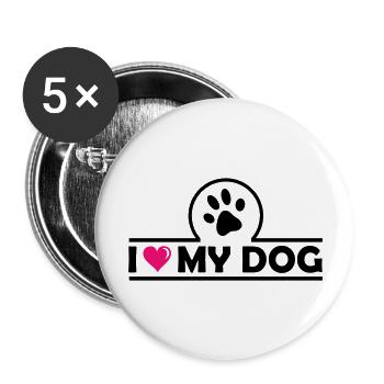 i love my dog - Buttons large 2.2''/56 mm (5-pack) - white - Front