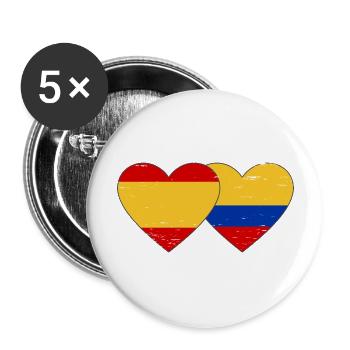 Espagne Colombie Drapeau Coeur Utilisé - Lot de 5 grands badges (56 mm) - blanc - Devant