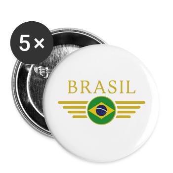 J’aime le Brésil, T-shirt design de style élégance - Lot de 5 grands badges (56 mm) - blanc - Devant