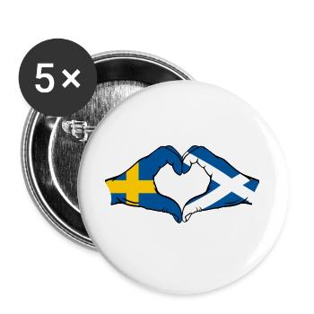 Sweden Scotland Hands Heart Shape - Buttons large 2.2''/56 mm (5-pack) - white - Front