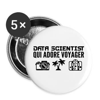 Reisende & Data Scientists: Leidenschaft & Entdeckung - Buttons groß 56 mm (5er Pack) - Weiß - Vorne