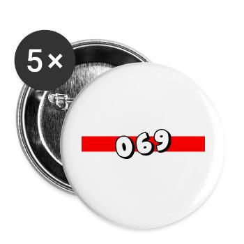 069 - Frankfurt Vorwahl - Telefon - telefonieren - Buttons groß 56 mm (5er Pack) - Weiß - Vorne