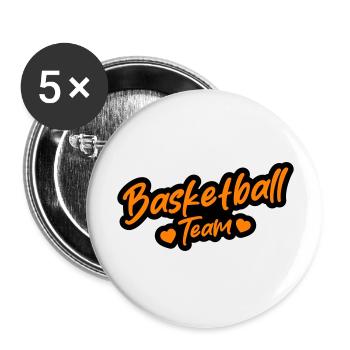 Équipe de basket-ball - Lot de 5 grands badges (56 mm) - blanc - Devant