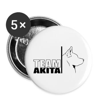 TEAM Akita Profil Hunde Hund Wilsigns - Buttons groß 56 mm (5er Pack) - Weiß - Vorne