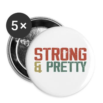 Starkes und ziemlich lustiges Strongman Gym Workout - Buttons groß 56 mm (5er Pack) - Weiß - Vorne