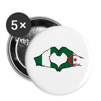 Nigeria Algerien Flagge Herzform - Buttons groß 56 mm (5er Pack) - Weiß - Vorne