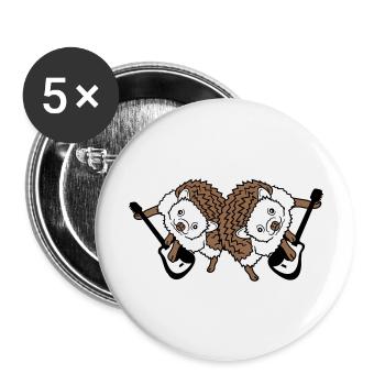 2 Igel Süße Zwei Freunde Gitarre Spielen Band Team - Buttons groß 56 mm (5er Pack) - Weiß - Vorne