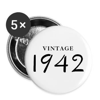 Jahrgang 1942 - Geschenkidee zum Geburtstag - Buttons groß 56 mm (5er Pack) - Weiß - Vorne