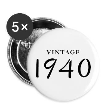 Jahrgang 1940er Jahre - Geschenkidee zum Geburtstag - Buttons groß 56 mm (5er Pack) - Weiß - Vorne