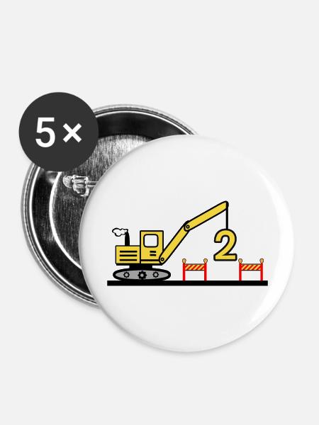 Bagger - Buttons groß 56 mm (5er Pack) - Weiß