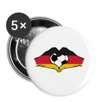Germany football flag hands heart shape - Buttons large 2.2''/56 mm (5-pack) - white - Front