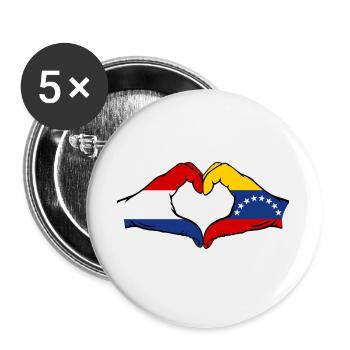 Holland Venezuela Flag Hands Heart Shape - Buttons large 2.2''/56 mm (5-pack) - white - Front
