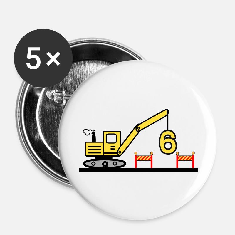 Bagger - Buttons groß 56 mm (5er Pack) - Weiß