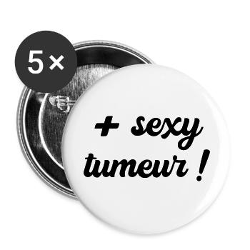 Plus sexy tumeur (noir) - Lot de 5 grands badges (56 mm) - blanc - Devant
