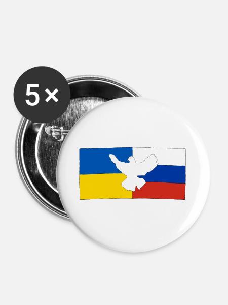 Frieden für die Ukraine und Russland - Buttons groß 56 mm (5er Pack) - Weiß