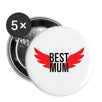Best Mom - Mother's Day - Buttons large 2.2''/56 mm (5-pack) - white - Front