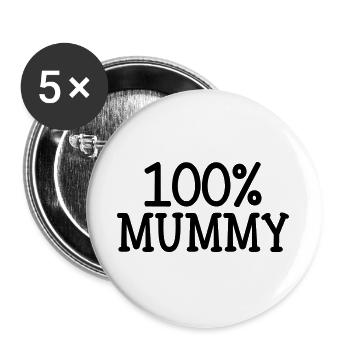 100% Mom - Mother's Day - Buttons large 2.2''/56 mm (5-pack) - white - Front