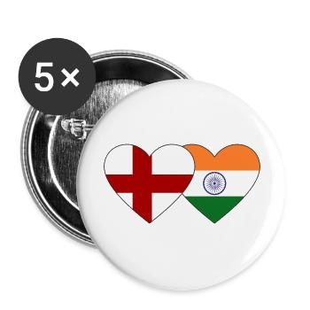 England India Flag Heart - Buttons large 2.2''/56 mm (5-pack) - white - Front