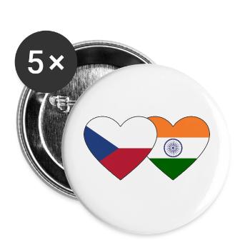 Tschechien Indien Flagge Herz - Buttons groß 56 mm (5er Pack) - Weiß - Vorne