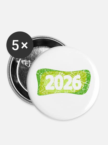 2026 - Buttons groß 56 mm (5er Pack) - Weiß