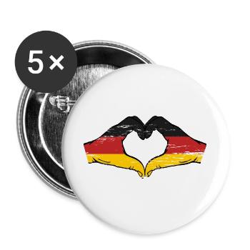Germany Flag Hands Heart Shape Used - Buttons large 2.2''/56 mm (5-pack) - white - Front