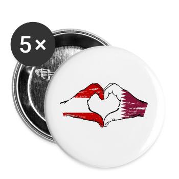 Austria Qatar Flag Hands Heart Shape Used - Buttons large 2.2''/56 mm (5-pack) - white - Front