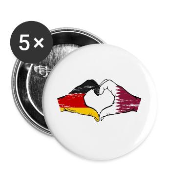 Germany Qatar flag hands heart shape used - Buttons large 2.2''/56 mm (5-pack) - white - Front