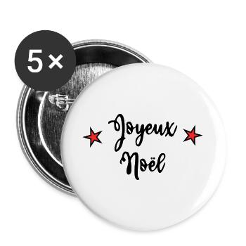 WEIHNACHTEN. FROHE WEIHNACHTEN. FROHE WEIHNACHTEN. WEIHNACHTSMANN - Buttons groß 56 mm (5er Pack) - Weiß - Vorne