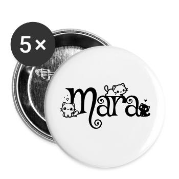 Mara Name Vorname Kätzchenname - Buttons groß 56 mm (5er Pack) - Weiß - Vorne