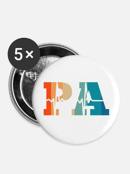 Herzschlag Retro Arzthelferin - Buttons groß 56 mm (5er Pack) - Weiß