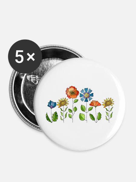 Blumen - Buttons groß 56 mm (5er Pack) - Weiß