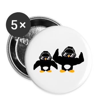 2 Penguins Bodybuilder Sunglasses Headphones Team - Buttons large 2.2''/56 mm (5-pack) - white - Front