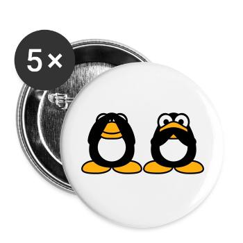 2 Penguins Talking Nothing See Mute Blind Friends - Buttons large 2.2''/56 mm (5-pack) - white - Front