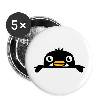 Little penguin peeking sweetly from behind wall child - Buttons large 2.2''/56 mm (5-pack) - white - Front